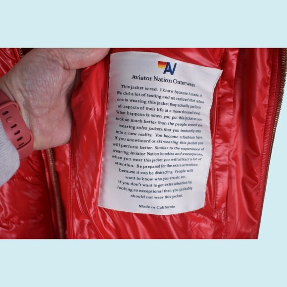 Aviator Nation 5-Stripe Vest Women's Large Glossy Red Full Zip Sunburst $398 - Picture 10 of 16